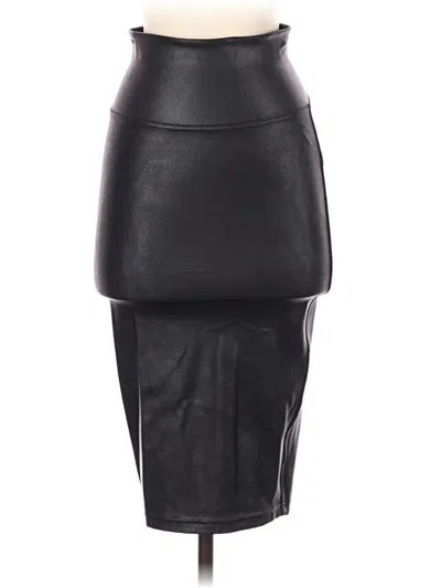 Pre-owned Spanx Faux Leather Skirt In Black