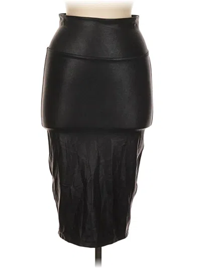 Pre-owned Spanx Faux Leather Skirt In Black