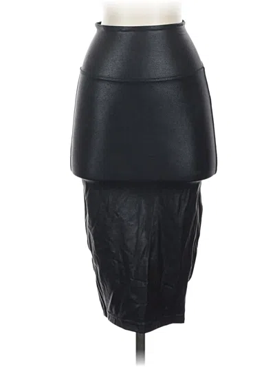 Pre-owned Spanx Faux Leather Skirt In Black