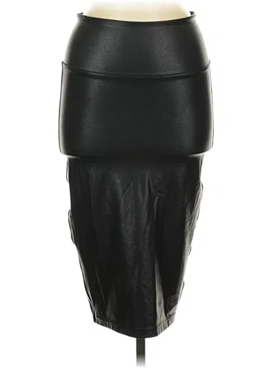 Pre-owned Spanx Faux Leather Skirt In Black