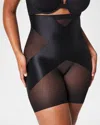 Spanx Open-bust X Mid-thigh Bodysuit In Very Black
