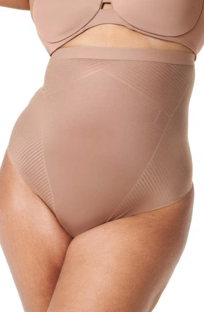 Spanx High Waist Shaping Thong In Cafe Au Lait