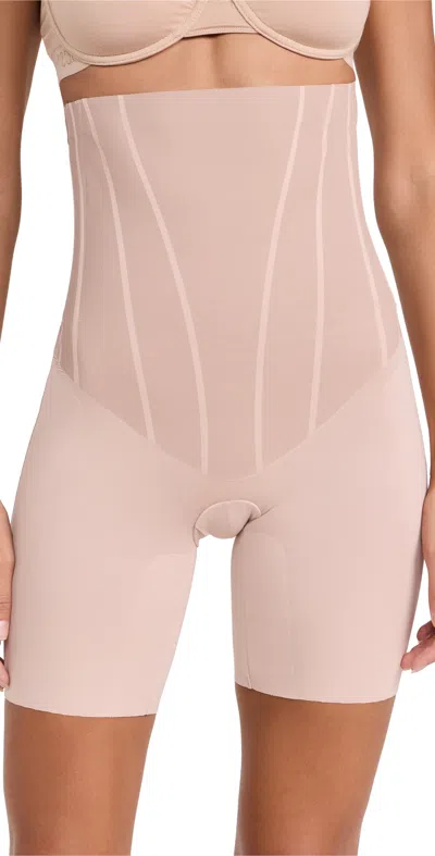Spanx High-waisted Mid-thigh Shorts Natural Bronze