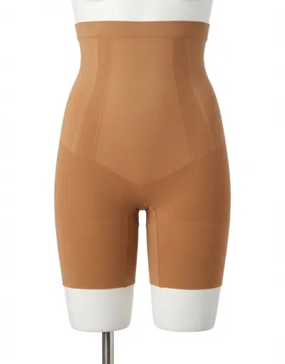 Spanx High-waisted Mid-thigh Shorts In Naked In Multi