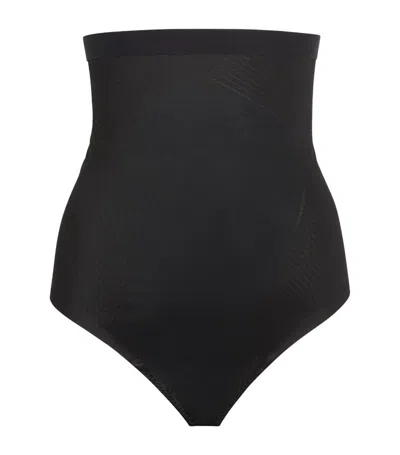 Spanx Invisible Shaping High-waisted Thong In Very Black