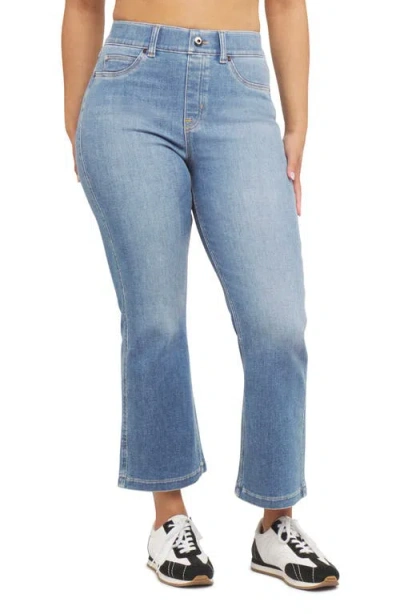 Spanx High Rise Pull On Kick Flare Jeans In Stonewashed Blue