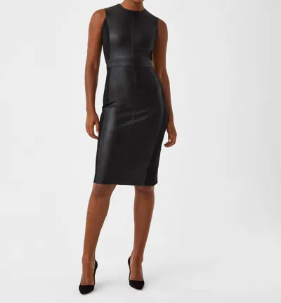 Spanx Leather Like Combo Dress In Luxe Black