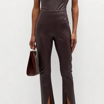 Spanx Leather-like Front Slit Legging In Cherry Chocolate In Brown