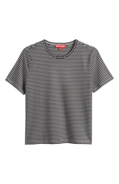 Spanx ® Lightweight Stripe Cotton Crewneck T-shirt In Black