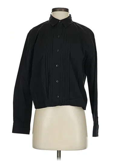 Pre-owned Spanx Long Sleeve Button Down Shirt In Black