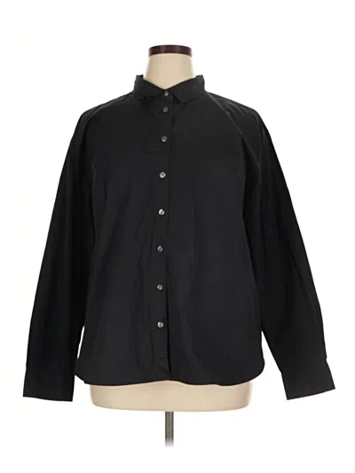 Pre-owned Spanx Long Sleeve Button Down Shirt In Black