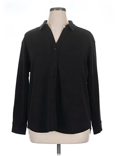 Pre-owned Spanx Long Sleeve Button Down Shirt In Black