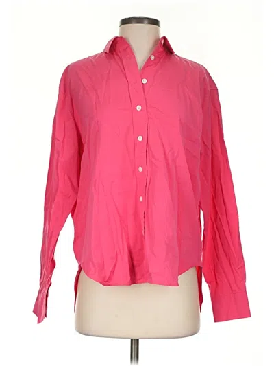 Pre-owned Spanx Long Sleeve Button Down Shirt In Pink