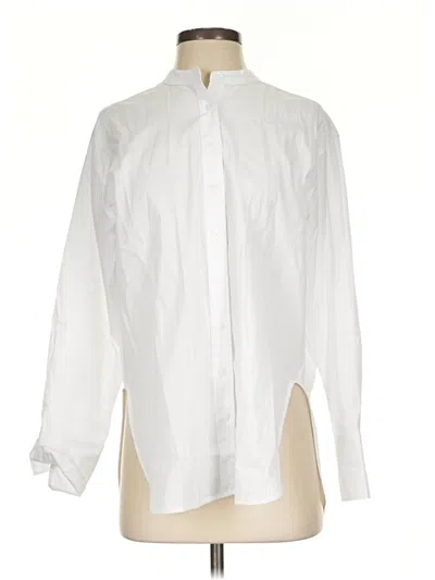 Pre-owned Spanx Long Sleeve Button Down Shirt In White