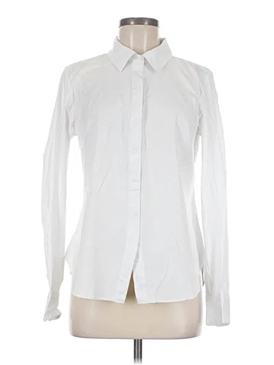 Pre-owned Spanx Long Sleeve Button Down Shirt In White