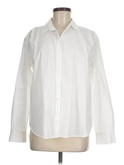 Pre-owned Spanx Long Sleeve Button Down Shirt In White