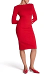 Spanx ® Long Sleeve Low Back Dress In Red