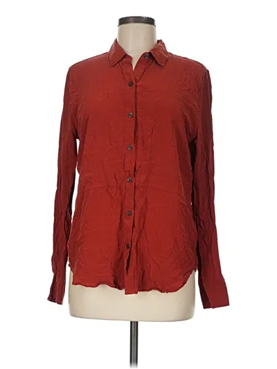 Pre-owned Spanx Long Sleeve Silk Top Red Tie Neck Tops