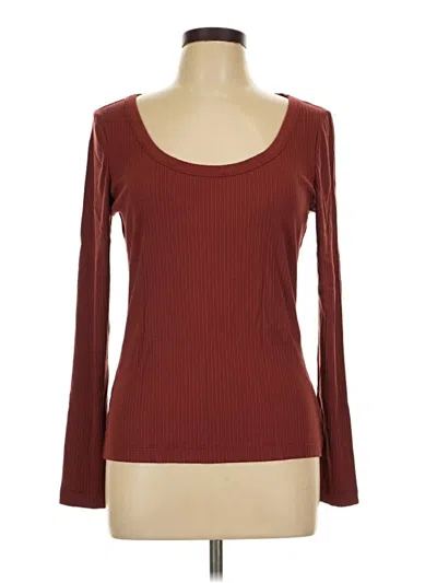 Pre-owned Spanx Long Sleeve T-shirt In Burgundy