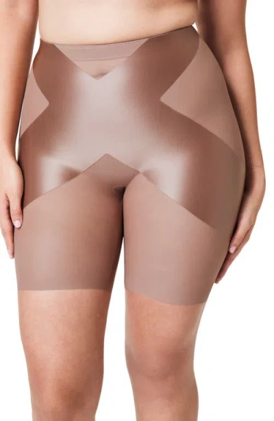 Spanx Mid-rise Shaper Shorts In Cafe Au Lait
