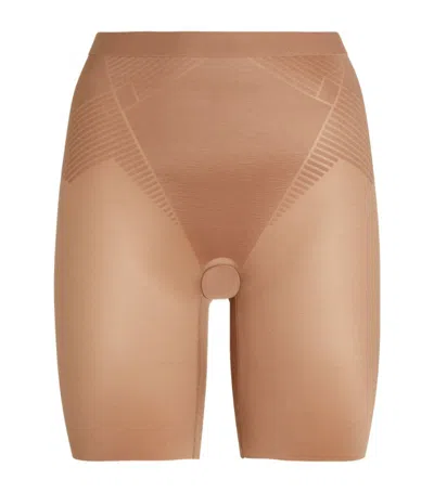 Spanx Mid-thigh Shorts In Brown