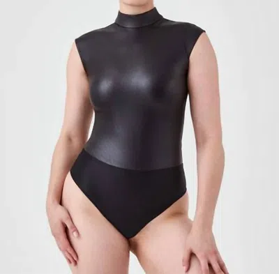 Spanx Mock Neck Bodysuit In Luxe Blk In Multi