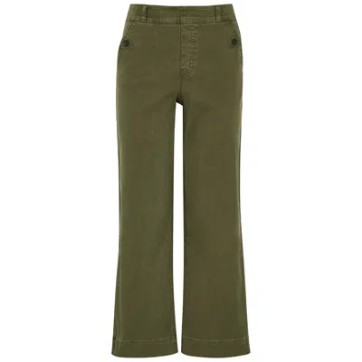 Spanx Olive Stretch-twill Wide-leg Trousers