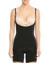 Spanx Sculpt Oncore Open-bust Mid-thigh Bodysuit In Black