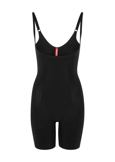 Spanx Oncore Open-bust Mid-thigh Bodysuit In Black