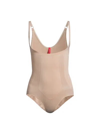 Spanx Oncore Open Bust Trousery Bodysuit In Soft Nude