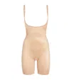 Spanx Oncore Open Bust Mid-thigh Bodysuit In Beige