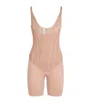 Spanx Supersculpt Totalcontour Open-bust Mid-thigh Bodysuit In Beige