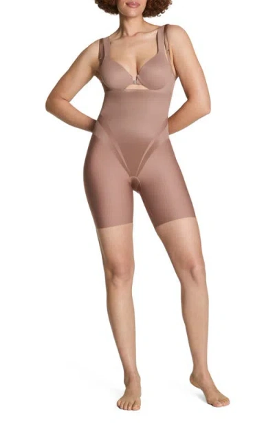 Spanx ® Open Bust Mid Thigh Shaper Bodysuit In Brown