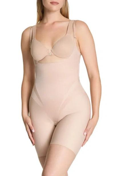 Spanx ® Open Bust Mid Thigh Shaper Bodysuit In Pink