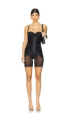 Spanx Thinstincts Open Bust Mid Thigh Bodysuit In Very Black