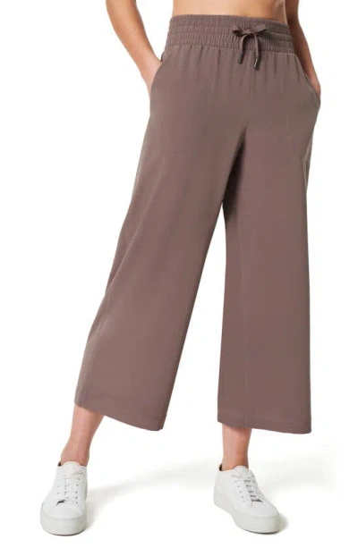 Spanx Out Of Office Elastic Waist Crop Wide Leg Pants In Smoke