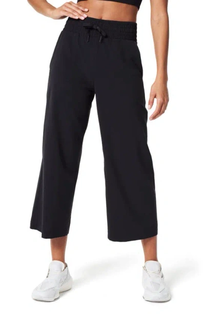 Spanx Out Of Office Elastic Waist Crop Wide Leg Pants In Very Black