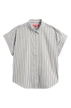 Spanx ® Oversize Stripe Short Sleeve Button-up Shirt In Multi