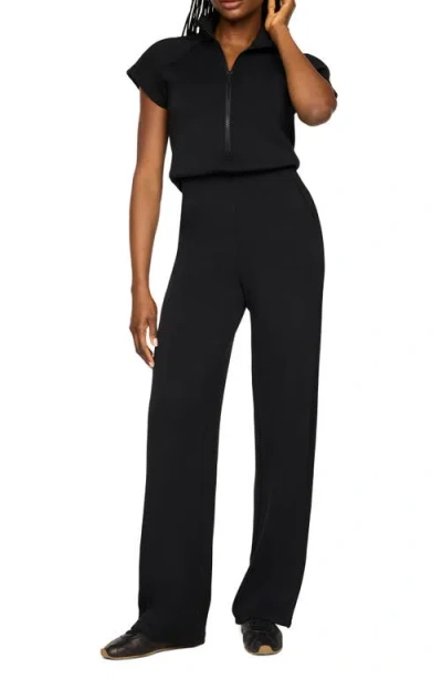 Spanx ® Pintuck Half Zip Jumpsuit In Black