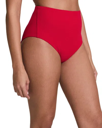 Spanx Pique Hi-rise Shaping Cheeky Bottom In Red