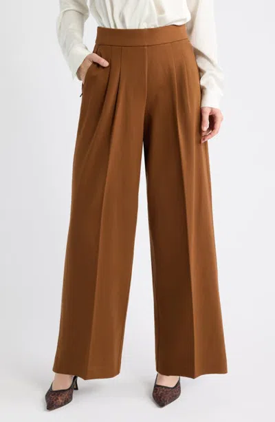 Spanx ® Pleated Ponte Wide Leg Pants In Brown