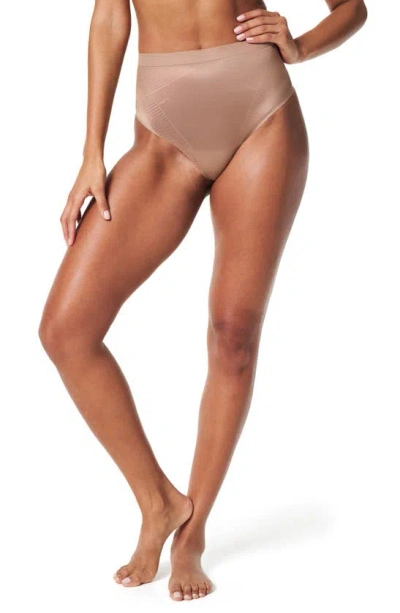 Spanx Printed Power Thong In Cafe Au Lait
