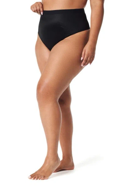 Spanx Printed Power Thong In Very Black