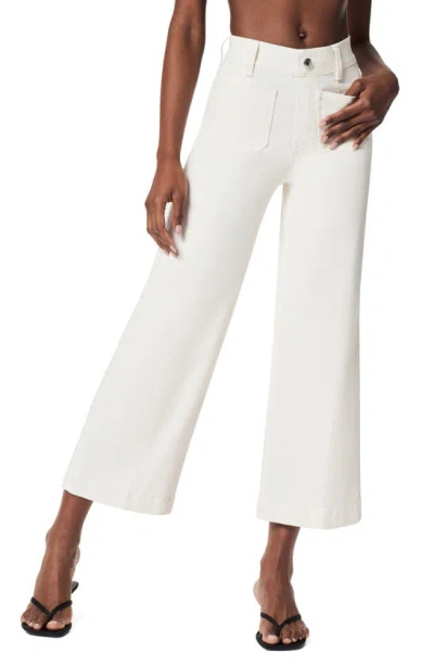 Spanx Cropped Wide-leg Denim Jeans In Ecru Wash