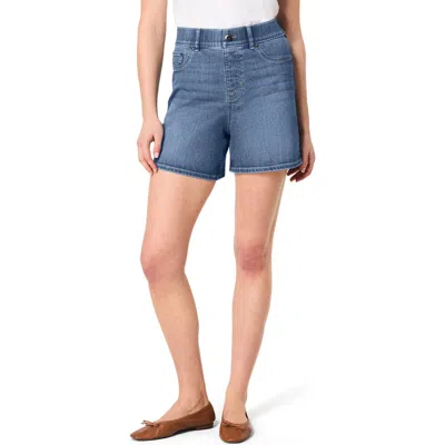 SPANX SPANX® PULL-ON HIGH WAIST MID THIGH DENIM SHORTS