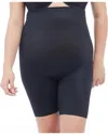 Spanx Red Hot By  Shapewear Women Large Black Stretch High-waist Mid Thigh Erk890 In Black