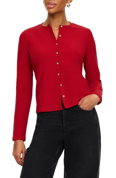 Spanx ® Ribbed Crewneck Cardigan In Red