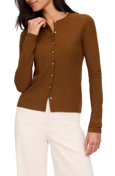Spanx ® Ribbed Crewneck Cardigan In Brown