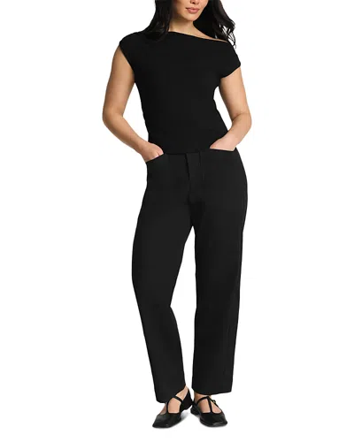 Spanx Ribbed Knit Off The Shoulder Ruched Top In Black
