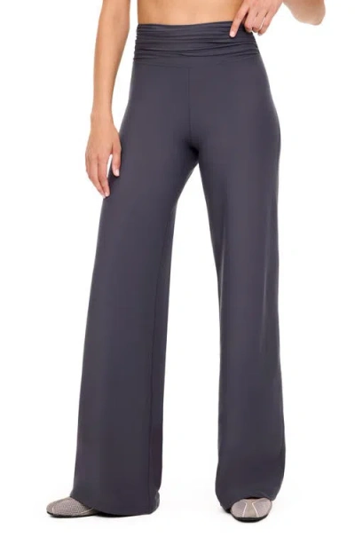 Spanx ® Ruched High Waist Wide Leg Pants In Gray
